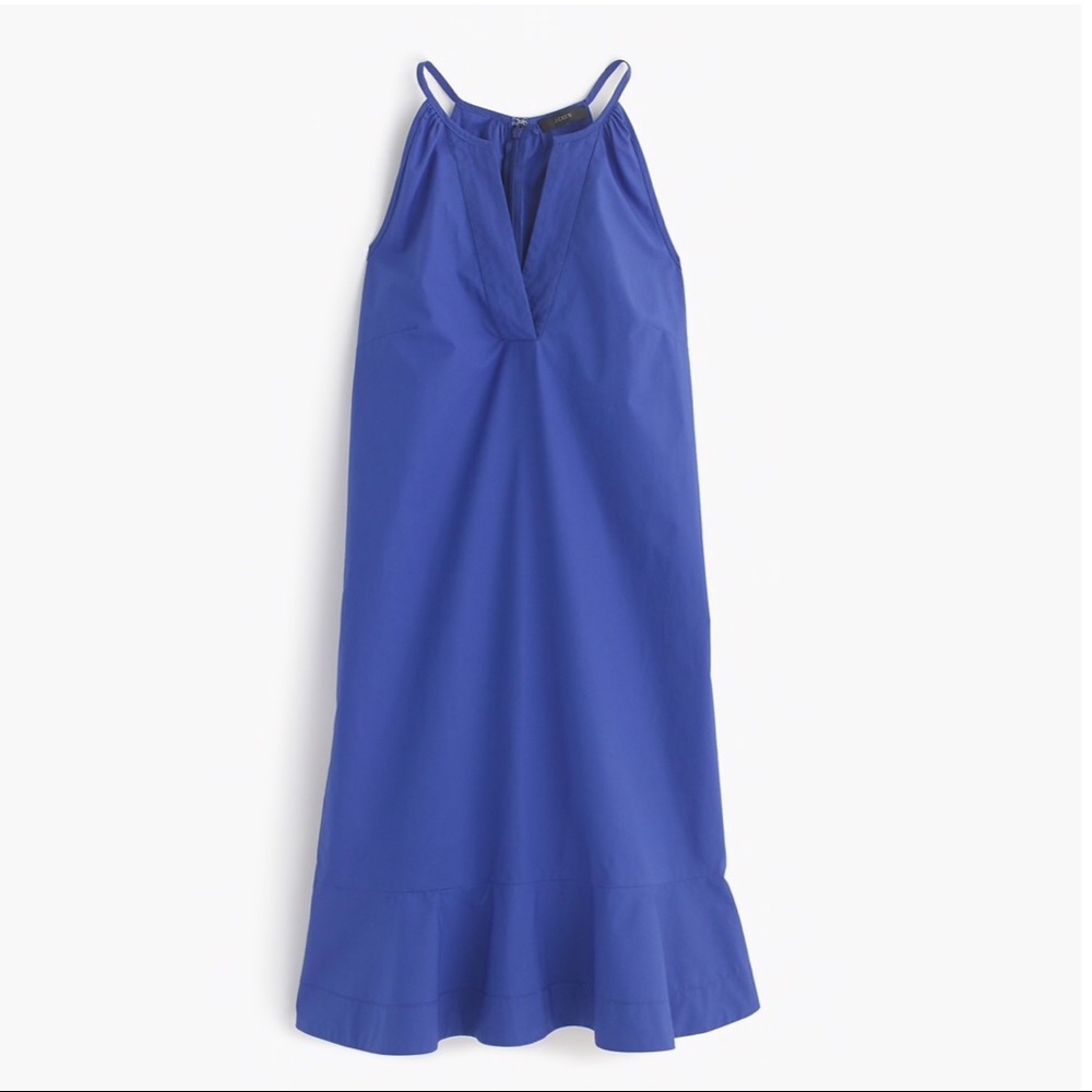 J.Crew Blue Halter Flutter Hem Summer Dress Size 4